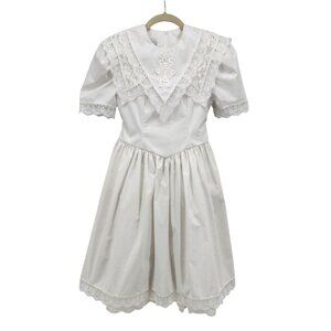 Vintage Jessica McClintock Girls 10 Dress White Lace Flower Girl First Communion